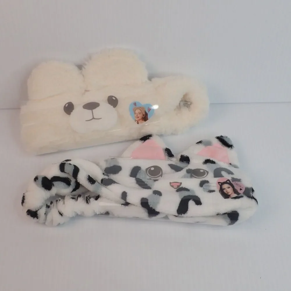 Oheya Necomimi Cat Ear & Kumamimi Bear Ears Plush Headband Lot of 2 NEW